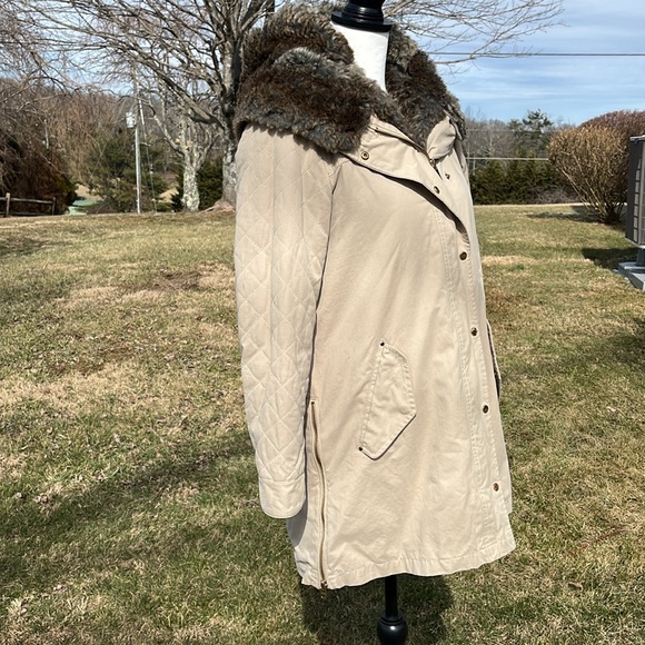 Zara Basic Parka 2 pc set Khaki Tan Coat Women's Size Medium - Picture 4 of 15